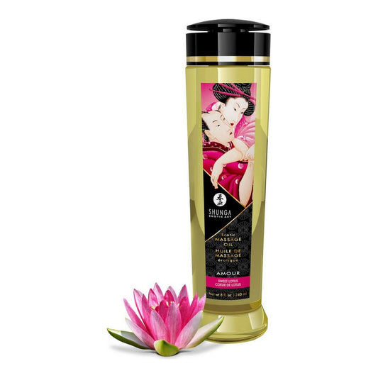 Huile de massage Fleur de Lotus Amour Shunga (240 ml) – Sérénité, Éclat & Éveil Sensuel - Bien-être intime - Espace-Love.ch