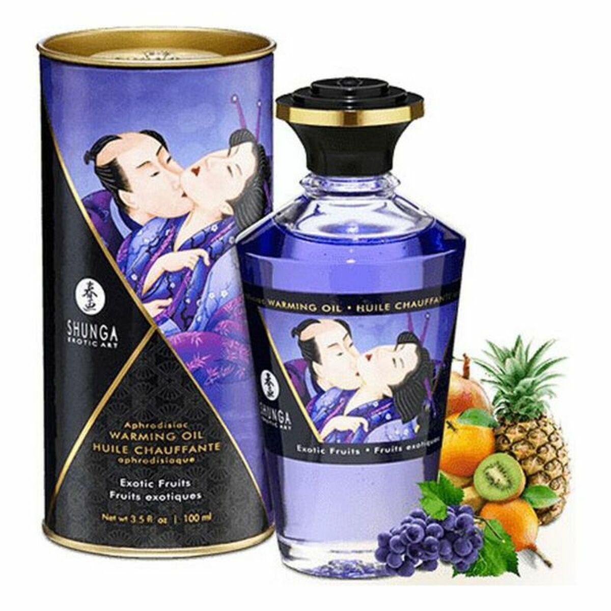 Huile de massage romantique Shunga – Douceur de Soie aux Fruits Exotiques