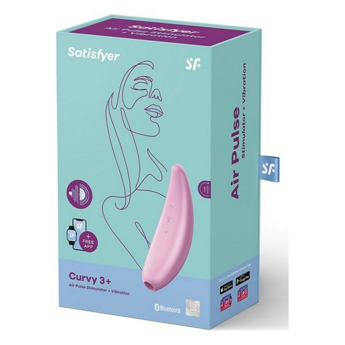 Aspirateur à clitoris Satisfyer Curvy 3+ Rose – Technologie Air-Pulse & Contrôle par Application - Bien-être intime - Espace-Love.ch